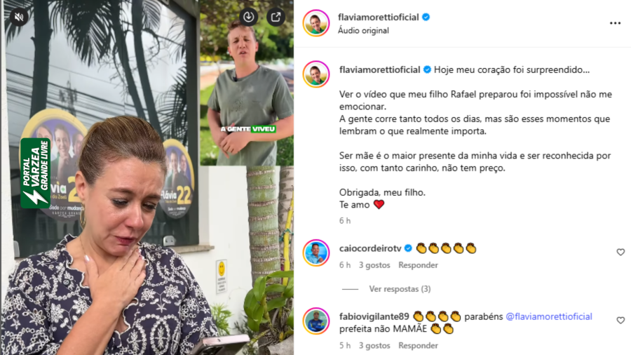Emocionada, prefeita Flávia Moretti recebe homenagem no Dia das Mães e se declara: “Ser mãe é o maior presente da minha vida”