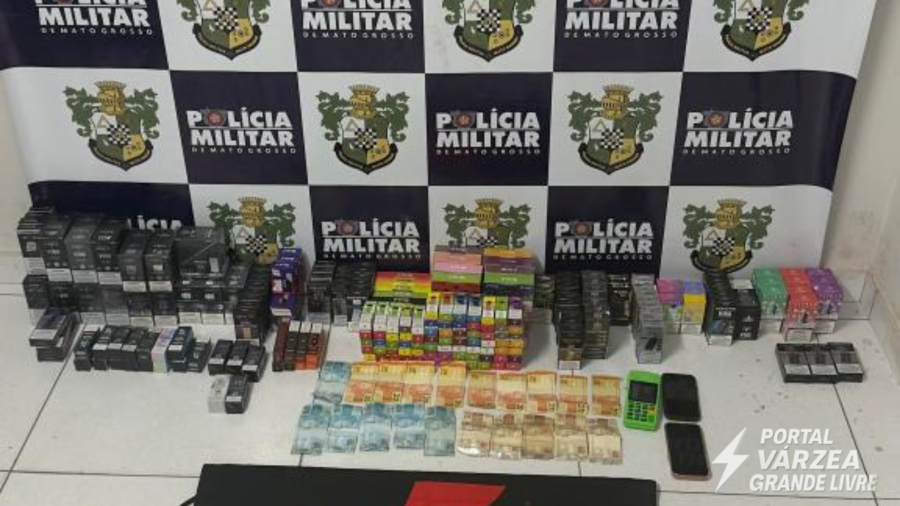 Polícia Militar prende dois por contrabando e apreende 397 cigarros eletrônicos em Jaciara